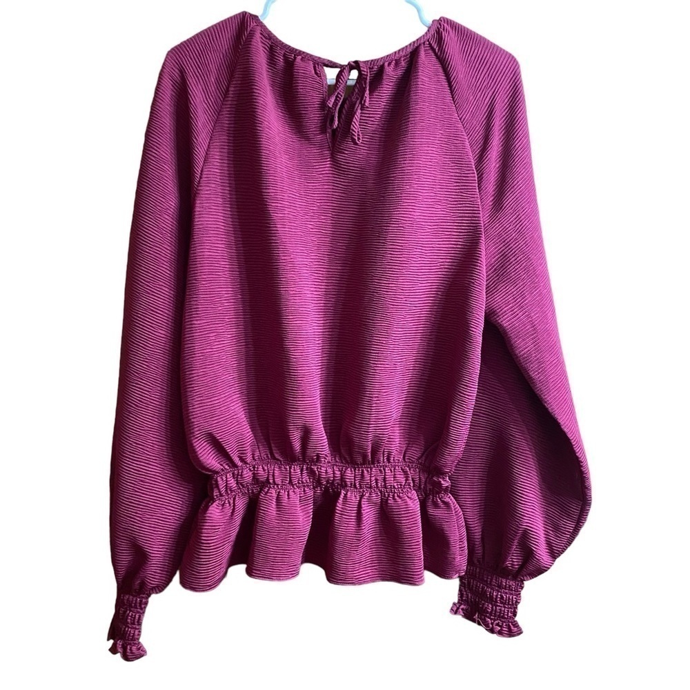 Marc New York Burgundy Peasant Top Long Sleeve Shirt Size Medium - Picture 2 of 7